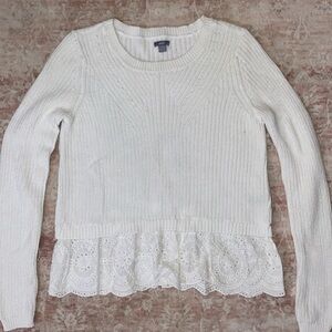 Aerie Knit Sweater with Lace Trim